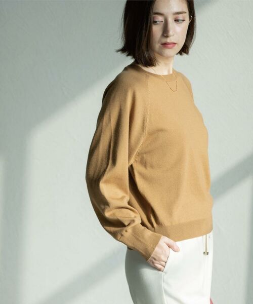 OPAQUE.CLIP / オペーク ドット クリップ ニット・セーター | ラグランクルーネックニット/エクストラファインメリノウール【THEシリーズ/洗濯機OK】《6col/S～LL》 | 詳細7