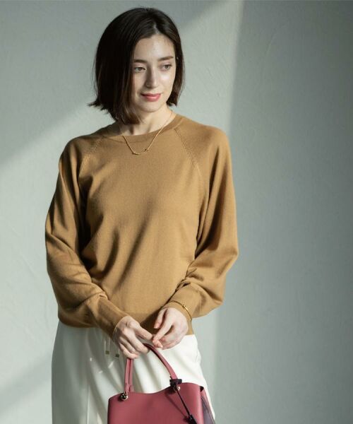 OPAQUE.CLIP / オペーク ドット クリップ ニット・セーター | ラグランクルーネックニット/エクストラファインメリノウール【THEシリーズ/洗濯機OK】《6col/S～LL》 | 詳細8