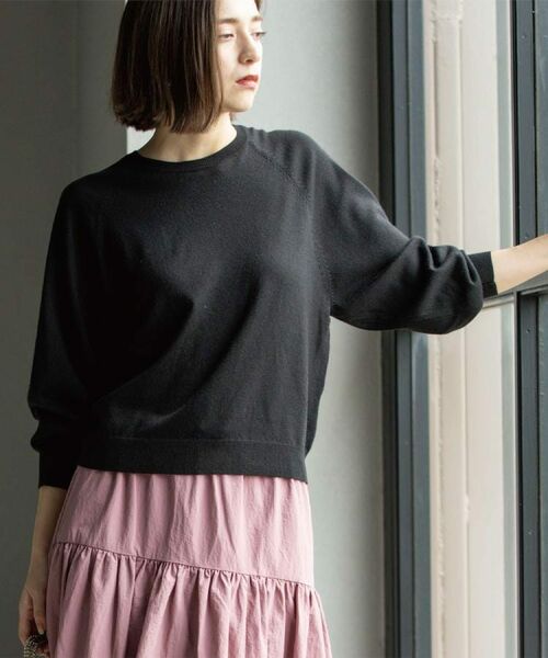 OPAQUE. CLIP/オペーク ドット クリップ ラグランクルーネックニット/エクストラファインメリノウール【THEシリーズ/洗濯機OK】《6col/S~LL》 ブラック(019) 42(LL) OPAQUE. CLIP/オペーク ドット クリップ ラグランクルーネックニット/エクストラファインメリノウール【THEシリーズ/洗濯機OK】《6col/S~LL》 ブラック(019) 42(LL)