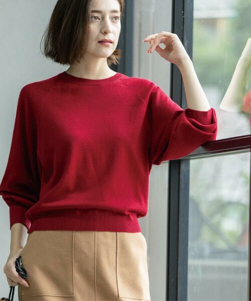 OPAQUE. CLIP/オペーク ドット クリップ ラグランクルーネックニット/エクストラファインメリノウール【THEシリーズ/洗濯機OK】《6col/S~LL》 レッド(063) 36(S) OPAQUE. CLIP/オペーク ドット クリップ ラグランクルーネックニット/エクストラファインメリノウール【THEシリーズ/洗濯機OK】《6col/S~LL》 レッド(063) 36(S)