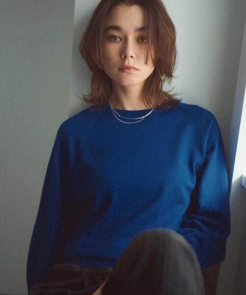 OPAQUE. CLIP/オペーク ドット クリップ ラグランクルーネックニット/エクストラファインメリノウール【THEシリーズ/洗濯機OK】《6col/S～LL》 ブルー(093) 40(L)