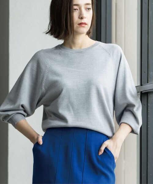 OPAQUE. CLIP/オペーク ドット クリップ ラグランクルーネックニット/エクストラファインメリノウール【THEシリーズ/洗濯機OK】《6col/S~LL》 グレー(812) 42(LL) OPAQUE. CLIP/オペーク ドット クリップ ラグランクルーネックニット/エクストラファインメリノウール【THEシリーズ/洗濯機OK】《6col/S~LL》 グレー(812) 42(LL)