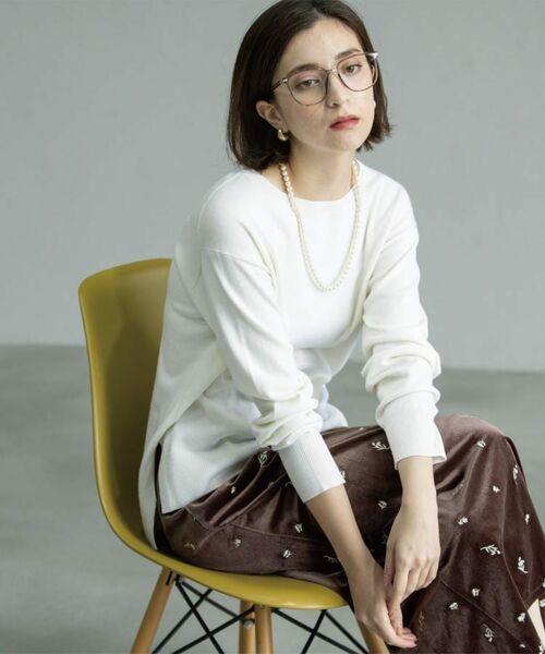 OPAQUE.CLIP / オペーク ドット クリップ ニット・セーター | ボートネックニット/エクストラファインメリノウール【THEシリーズ/洗濯機OK】《8col/SS~LL》 | 詳細1