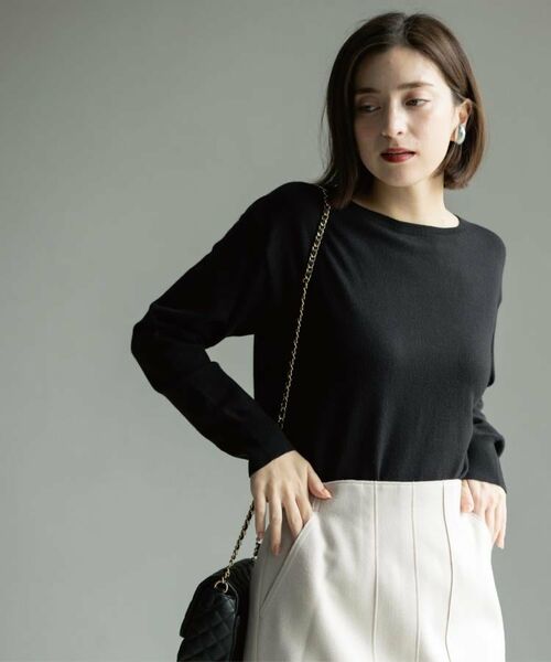 OPAQUE.CLIP / オペーク ドット クリップ ニット・セーター | ボートネックニット/エクストラファインメリノウール【THEシリーズ/洗濯機OK】《8col/SS~LL》 | 詳細13