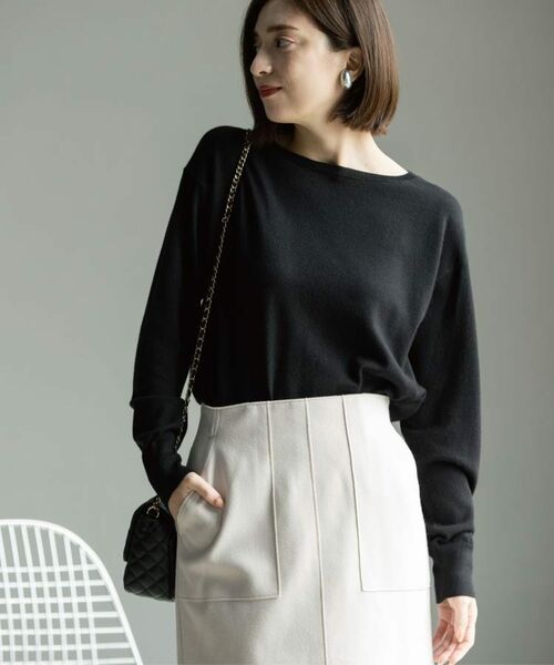 OPAQUE.CLIP / オペーク ドット クリップ ニット・セーター | ボートネックニット/エクストラファインメリノウール【THEシリーズ/洗濯機OK】《8col/SS~LL》 | 詳細14