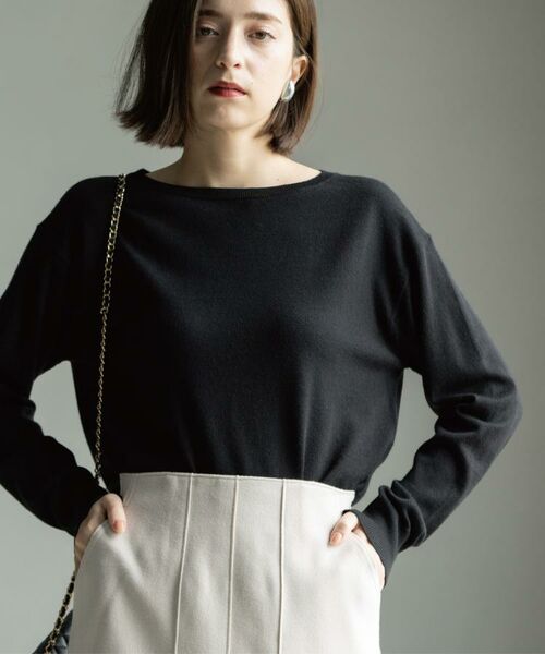 OPAQUE.CLIP / オペーク ドット クリップ ニット・セーター | ボートネックニット/エクストラファインメリノウール【THEシリーズ/洗濯機OK】《8col/SS~LL》 | 詳細15