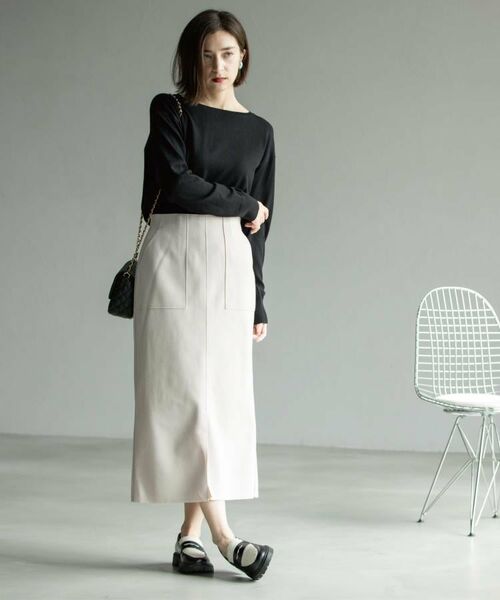 OPAQUE.CLIP / オペーク ドット クリップ ニット・セーター | ボートネックニット/エクストラファインメリノウール【THEシリーズ/洗濯機OK】《8col/SS~LL》 | 詳細16