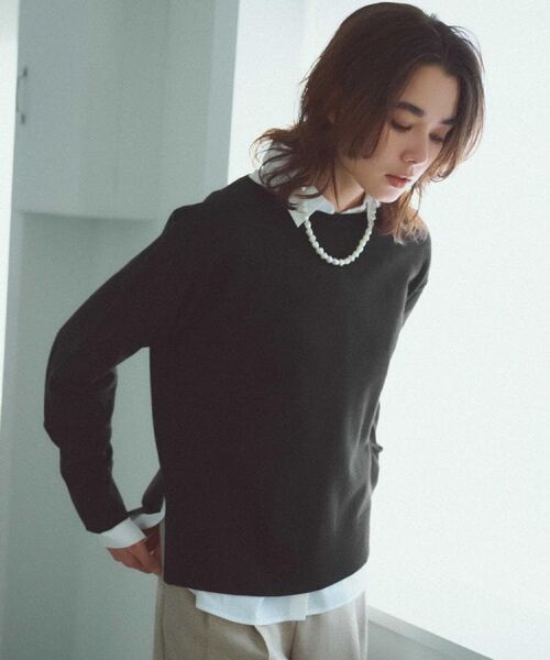 OPAQUE.CLIP / オペーク ドット クリップ ニット・セーター | ボートネックニット/エクストラファインメリノウール【THEシリーズ/洗濯機OK】《8col/SS~LL》 | 詳細19