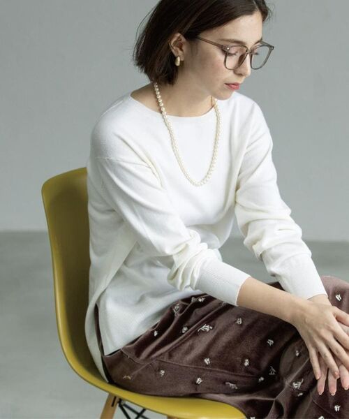 OPAQUE.CLIP / オペーク ドット クリップ ニット・セーター | ボートネックニット/エクストラファインメリノウール【THEシリーズ/洗濯機OK】《8col/SS~LL》 | 詳細2