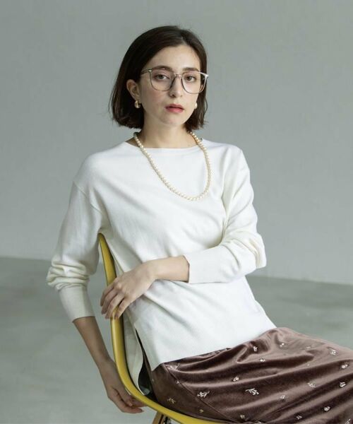 OPAQUE.CLIP / オペーク ドット クリップ ニット・セーター | ボートネックニット/エクストラファインメリノウール【THEシリーズ/洗濯機OK】《8col/SS~LL》 | 詳細3