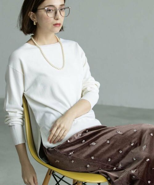 OPAQUE.CLIP / オペーク ドット クリップ ニット・セーター | ボートネックニット/エクストラファインメリノウール【THEシリーズ/洗濯機OK】《8col/SS~LL》 | 詳細4