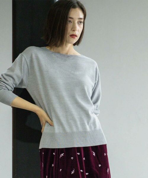 OPAQUE.CLIP / オペーク ドット クリップ ニット・セーター | ボートネックニット/エクストラファインメリノウール【THEシリーズ/洗濯機OK】《8col/SS~LL》 | 詳細5