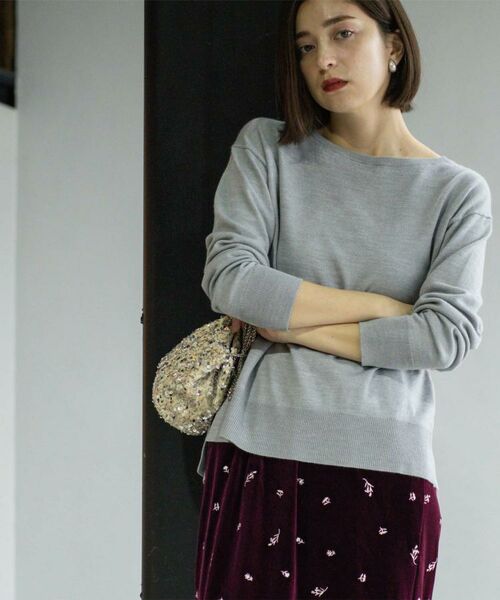 OPAQUE.CLIP / オペーク ドット クリップ ニット・セーター | ボートネックニット/エクストラファインメリノウール【THEシリーズ/洗濯機OK】《8col/SS~LL》 | 詳細6