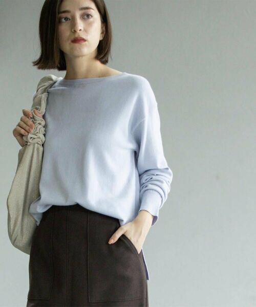 OPAQUE.CLIP / オペーク ドット クリップ ニット・セーター | ボートネックニット/エクストラファインメリノウール【THEシリーズ/洗濯機OK】《8col/SS~LL》(ラベンダー(080))