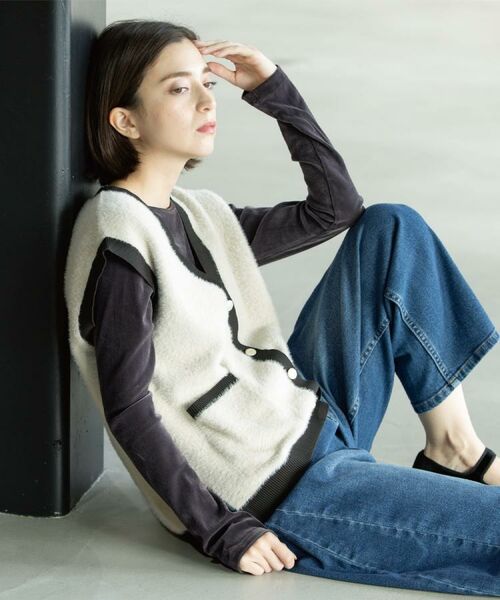 OPAQUE.CLIP / オペーク ドット クリップ ニット・セーター | フェザーヤーンニットベスト【洗濯機OK/抗ピル】 | 詳細14