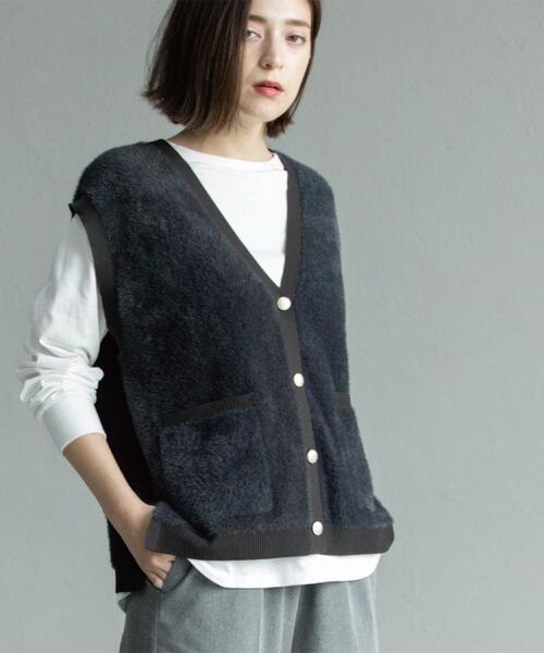 OPAQUE.CLIP / オペーク ドット クリップ ニット・セーター | フェザーヤーンニットベスト【洗濯機OK/抗ピル】 | 詳細3