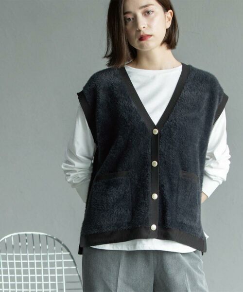 OPAQUE.CLIP / オペーク ドット クリップ ニット・セーター | フェザーヤーンニットベスト【洗濯機OK/抗ピル】 | 詳細4