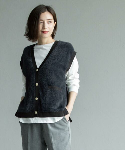 OPAQUE.CLIP / オペーク ドット クリップ ニット・セーター | フェザーヤーンニットベスト【洗濯機OK/抗ピル】 | 詳細5