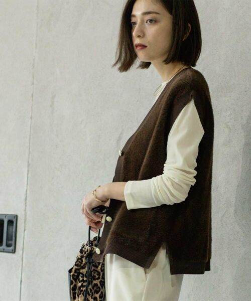 OPAQUE.CLIP / オペーク ドット クリップ ニット・セーター | フェザーヤーンニットベスト【洗濯機OK/抗ピル】 | 詳細9