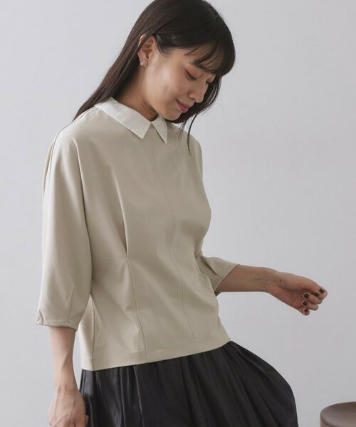 OPAQUE.CLIP / オペーク ドット クリップ カットソー | 襟付きドルマントップス【洗濯機OK】 | 詳細10