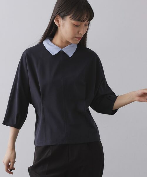 OPAQUE. CLIP/オペーク ドット クリップ 襟付きドルマントップス【洗濯機OK】 ネイビー(094) 40(L) OPAQUE. CLIP/オペーク ドット クリップ 襟付きドルマントップス【洗濯機OK】 ネイビー(094) 40(L)