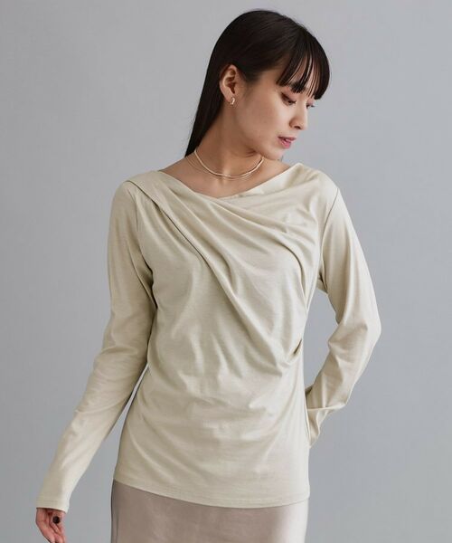 OPAQUE.CLIP / オペーク ドット クリップ カットソー | 【es】アシメドレープカットソー【洗濯機OK】 | 詳細1