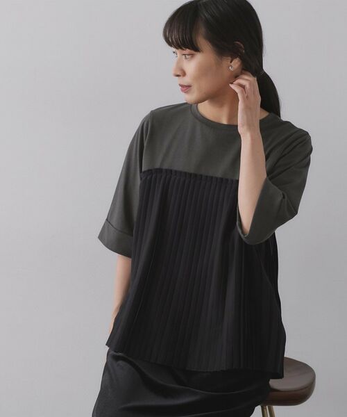 OPAQUE. CLIP/オペーク ドット クリップ プリーツドッキングカットソー【洗濯機OK】 チャコールグレー(514) 38(M) OPAQUE. CLIP/オペーク ドット クリップ プリーツドッキングカットソー【洗濯機OK】 チャコールグレー(514) 38(M)