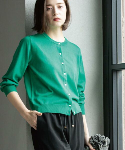 OPAQUE. CLIP/オペーク ドット クリップ クルーニットカーディガン/エクストラファインメリノウール【THEシリーズ/洗濯機OK】《6col/S~LL》 グリーン(022) 42(LL) OPAQUE. CLIP/オペーク ドット クリップ クルーニットカーディガン/エクストラファインメリノウール【THEシリーズ/洗濯機OK】《6col/S~LL》 グリーン(022) 42(LL)