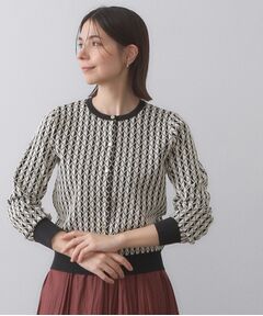 OPAQUE.CLIP / オペーク ドット クリップ カーディガン・ボレロ | 幾何学柄ジャカードニットカーディガン【洗濯機洗い可／抗ピル】