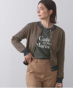 OPAQUE.CLIP / オペーク ドット クリップ カーディガン・ボレロ | 幾何学柄ジャカードニットカーディガン【洗濯機洗い可／抗ピル】