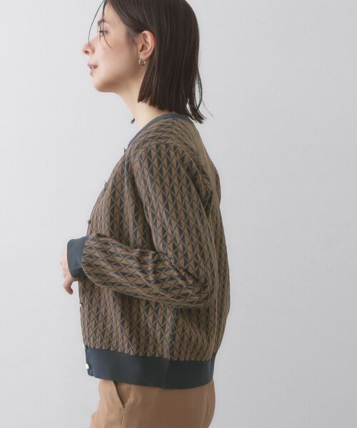 OPAQUE.CLIP / オペーク ドット クリップ カーディガン・ボレロ | 幾何学柄ジャカードニットカーディガン【洗濯機洗い可／抗ピル】 | 詳細1