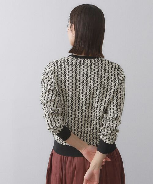 OPAQUE.CLIP / オペーク ドット クリップ カーディガン・ボレロ | 幾何学柄ジャカードニットカーディガン【洗濯機洗い可／抗ピル】 | 詳細5