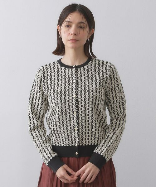 OPAQUE.CLIP / オペーク ドット クリップ カーディガン・ボレロ | 幾何学柄ジャカードニットカーディガン【洗濯機洗い可／抗ピル】 | 詳細9