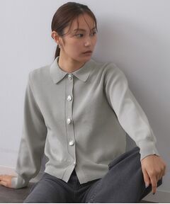 OPAQUE.CLIP / オペーク ドット クリップ カーディガン・ボレロ | 衿付き変形ボタンニットカーディガン【洗濯機OK/抗ピル】