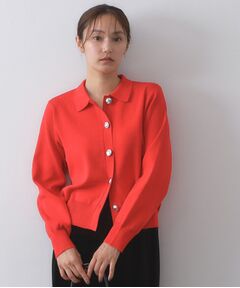 OPAQUE.CLIP / オペーク ドット クリップ カーディガン・ボレロ | 衿付き変形ボタンニットカーディガン【洗濯機OK/抗ピル】