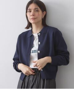 OPAQUE.CLIP / オペーク ドット クリップ カーディガン・ボレロ | 衿付き変形ボタンニットカーディガン【洗濯機OK/抗ピル】