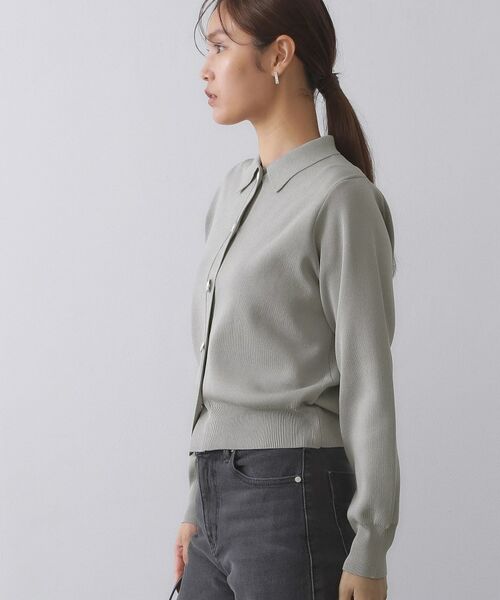 OPAQUE.CLIP / オペーク ドット クリップ カーディガン・ボレロ | 衿付き変形ボタンニットカーディガン【洗濯機OK/抗ピル】 | 詳細1