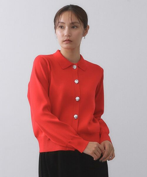 OPAQUE.CLIP / オペーク ドット クリップ カーディガン・ボレロ | 衿付き変形ボタンニットカーディガン【洗濯機OK/抗ピル】 | 詳細13