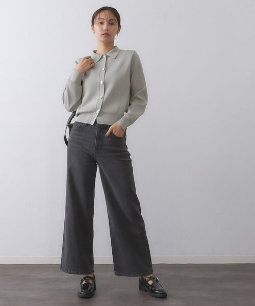 OPAQUE.CLIP / オペーク ドット クリップ カーディガン・ボレロ | 衿付き変形ボタンニットカーディガン【洗濯機OK/抗ピル】 | 詳細2