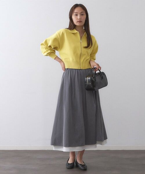 OPAQUE.CLIP / オペーク ドット クリップ カーディガン・ボレロ | 襟付きZIPアップニットカーディガン【洗濯機洗い可/抗ピル】 | 詳細2