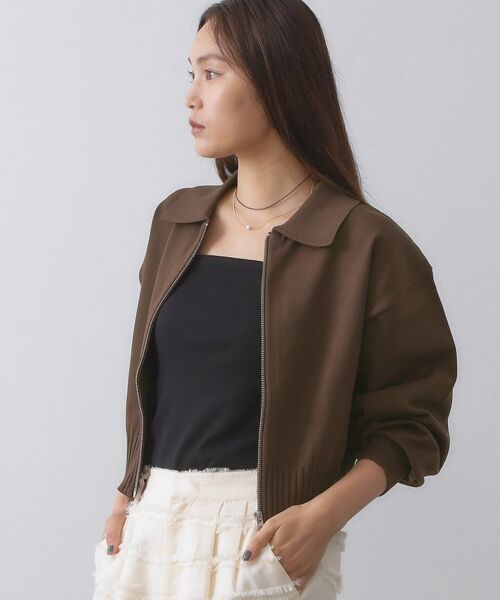 OPAQUE.CLIP / オペーク ドット クリップ カーディガン・ボレロ | 襟付きZIPアップニットカーディガン【洗濯機洗い可/抗ピル】 | 詳細5