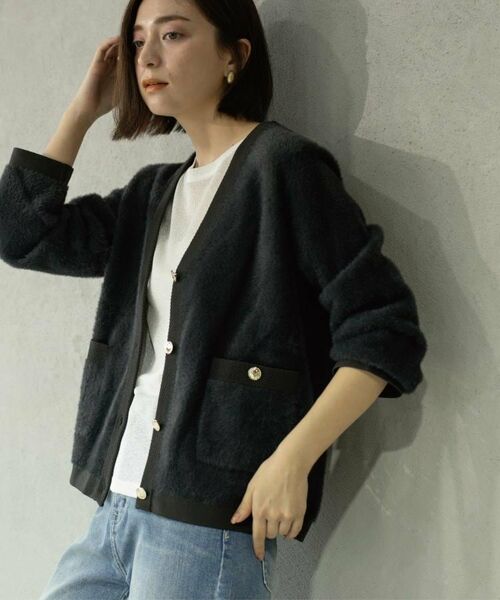 OPAQUE. CLIP/オペーク ドット クリップ フェザーヤーンカーディガン【洗濯機OK/抗ピル】 チャコールグレー(014) 38(M)