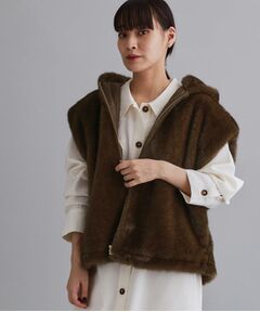 OPAQUE.CLIP / オペーク ドット クリップ ベスト | 【es】ミンクライクフェイクファーフードベスト【洗える】