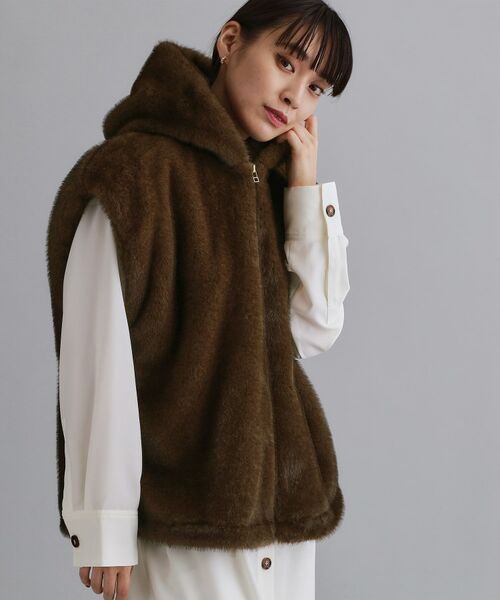 OPAQUE.CLIP / オペーク ドット クリップ ベスト | 【es】ミンクライクフェイクファーフードベスト【洗える】 | 詳細1