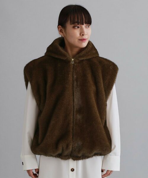 OPAQUE.CLIP / オペーク ドット クリップ ベスト | 【es】ミンクライクフェイクファーフードベスト【洗える】 | 詳細17