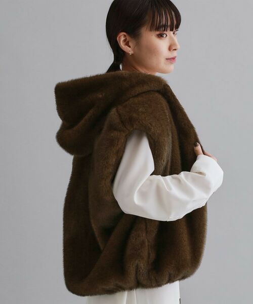 OPAQUE.CLIP / オペーク ドット クリップ ベスト | 【es】ミンクライクフェイクファーフードベスト【洗える】 | 詳細3