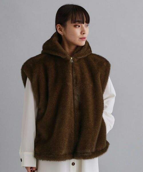 OPAQUE.CLIP / オペーク ドット クリップ ベスト | 【es】ミンクライクフェイクファーフードベスト【洗える】 | 詳細8