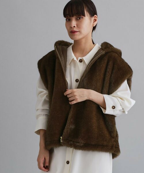 OPAQUE. CLIP/オペーク ドット クリップ 【es】ミンクライクフェイクファーフードベスト【洗える】 ブラウン(044) 00(00) OPAQUE. CLIP/オペーク ドット クリップ 【es】ミンクライクフェイクファーフードベスト【洗える】 ブラウン(044) 00(00)