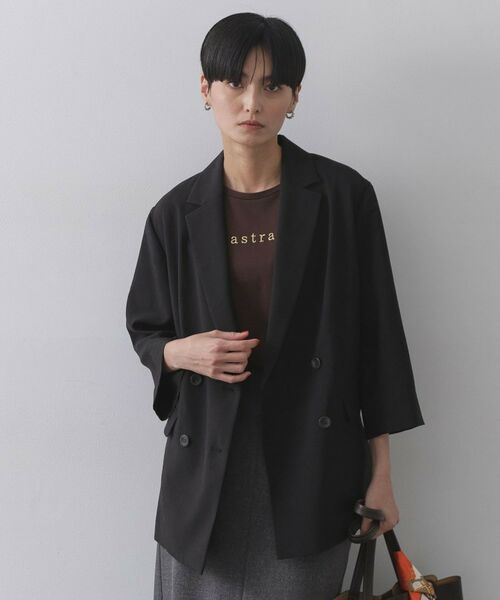 OPAQUE. CLIP/オペーク ドット クリップ リネンライクダブルジャケット【洗える】 ブラック(019) 38(M) OPAQUE. CLIP/オペーク ドット クリップ リネンライクダブルジャケット【洗える】 ブラック(019) 38(M)