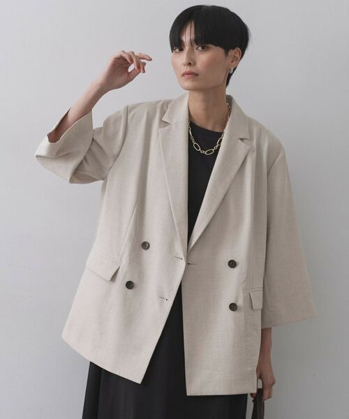 OPAQUE. CLIP/オペーク ドット クリップ リネンライクダブルジャケット【洗える】 ライトベージュ(051) 40(L) OPAQUE. CLIP/オペーク ドット クリップ リネンライクダブルジャケット【洗える】 ライトベージュ(051) 40(L)